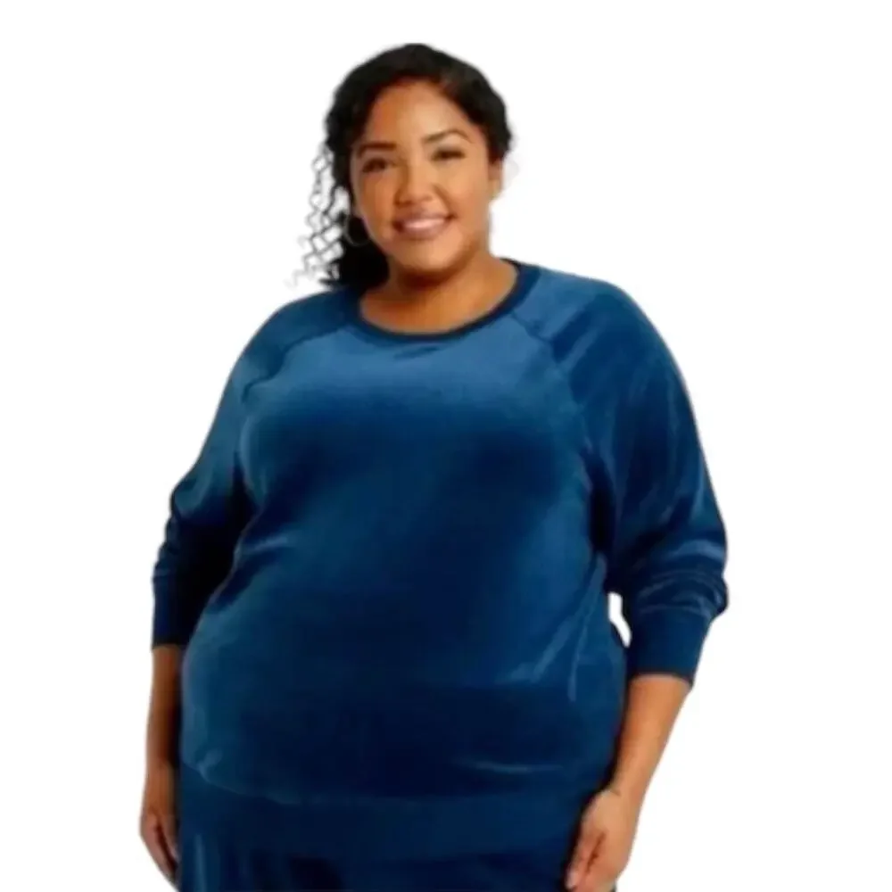 New Ava & Viv Velour Navy Blue Sweatshirt Size 3X